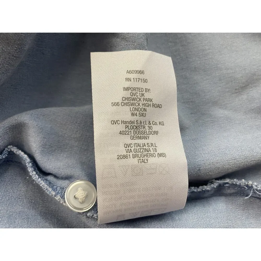 Belle BOHO Kim Gravel Chambray Dress Large Blue Denim Tiered Pockets Ruffle - Picture 10 of 13